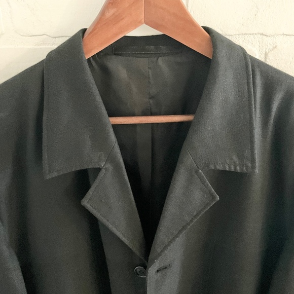 Vintage Men’s blazer overcoat Linen blend Button down Angelico Litrico Black 46L - Picture 13 of 15